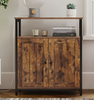 Industrial Storage Cabinet Vintage Side Door Cupboard Rustic Metal Console Table