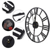 60/40cm Large Round Skeleton Roman Numeral Modern Home Kitchen Wall Clock Black