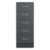 Modern Cabinet Grey Bedside Table Storage Tall Narrow Chest of 5 Drawer