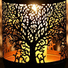 31cm Large Tree of Life Black Votive Candle Holder Lantern Laser Cut Out Design