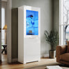 High Gloss White Display Cabinet Sideboard Cupboard Storage Door with LED Lights