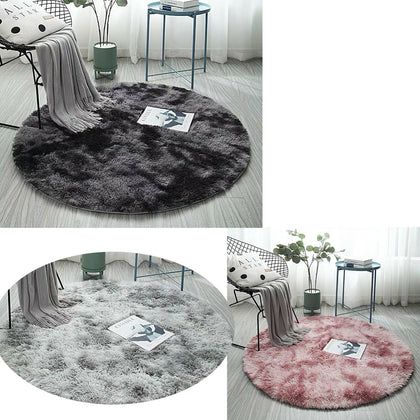 Circle Round Shaggy Fluffy Rugs Living room Bedroom Carpet Floor Fluffy Mat Soft