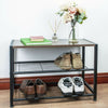 3 Tier Shoe Rack with Walnut Finish Three Shelf Metal Wood Footwear Storage Unit