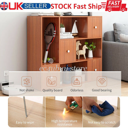 8 Cube Bookcase Shelving Display Shelf Storage Unit Wooden Stand Door Organiser