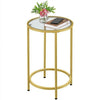 Round Side Table with Glass Top, Gold End Table with Metal Frame for Living Room