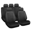 Deluxe Car Seat Covers Pu Leather Universal Protector Full Set Front Rear Black