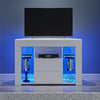 Corner TV Stand Cabinet White High Gloss Door & White Matt Body Unit LED Lights