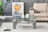 Modern Clear Glass Top with Grey Shelf & Grey High Gloss Legs Coffee Table Home