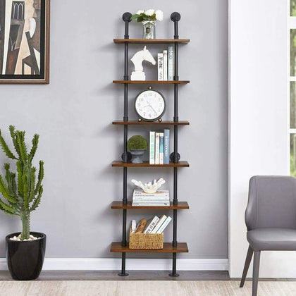 6 Tier Ladder Wall Shelf Home Storage/Display Unit Bookcase Stand Bathroom