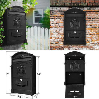 Post Box Large Letter Mail boxes Lockable Outdoor Wall Mounted With 2 Keys Slot