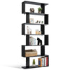6-tier Bookcase Industrial S-Shaped Bookshelf Wooden Storage Display Shelf Home