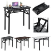 Foldable Table Computer Desk Wooden Tabletop Metal Legs Home Office Furniture UK