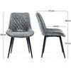 2x Slope Dining Chairs Fabric Curved Seat Black Metal Legs Kitchen Living Room