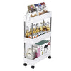 3-Layer Kitchen Trolley Cart With Wheel Food Rolling Storage Shelves Rack White