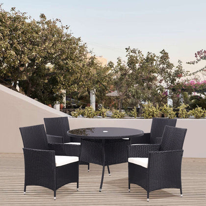 Black Rattan Bistro Set Garden Table Chair Patio Outdoor Conservatory Furniture