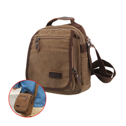 Men Canvas Shoulder Bag Leather Military Messenger Bag Satchel Vintage Handbag