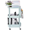 3 Tier Kitchen Trolley Cart Handle Slim Rolling Wheel Storage Basket Rack Salon