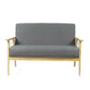 Modern 2 Seater Sofa Bed Armchair Upholstered Fabric Linen Seat Wooden Frame