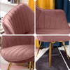 2Pcs Blush Pink Velvet Scallop Shell Accent Dining Chairs Dressing Vanity Chair