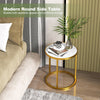 Set of 2 Marble Top Round Side Table Modern Sofa End Table Accent Bedside Table
