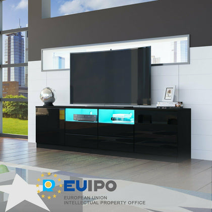 Modern 180cm TV Stand Cabinet Entertainment Unit High Gloss Storage w/ LED Light