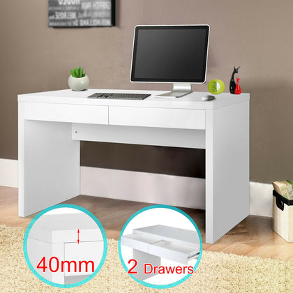 Modern Computer Desk Laptop PC Table 2 Drawers Desktop Workstation Office White