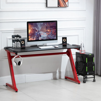HOMCOM Gaming Desk w/ Gamepad Holder Cup Holder Headphone Hook Home Office