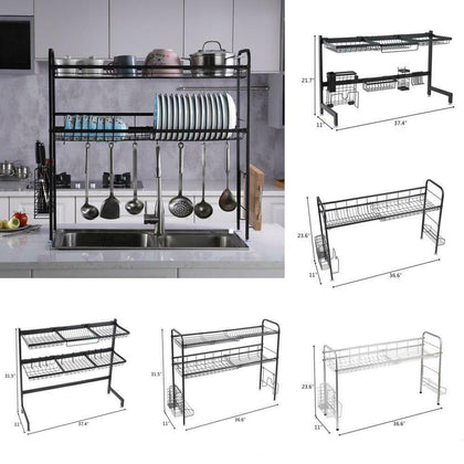 Kitchen Bowl Rack Shelf Dish Drying Rack Over The Sink Stainless Steel Bowl Dish