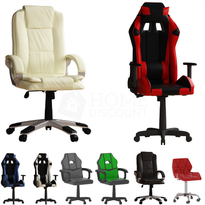 Cushioned Computer Gaming Desk Office Chair Executive Swivel Leather Home Desk