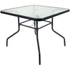100cm Square Glass Table Black Metal Frame Outdoor Garden Patio Furniture Large