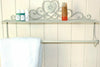 Cream Heart Wall Shelf With Towel Rail Vintage Metal Rack Storage Shabby Chic