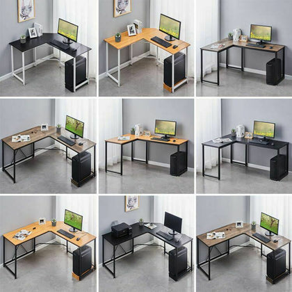 L Shaped Office Desk PC Workstation Corner Table Black Home Office Gaming