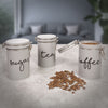 EHC Set of 3 Tea, Coffee and Sugar Storage Canisters - Grey