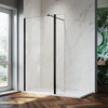 Black Shower Enclosure Screen With 180° Flipper Walk In Wet Room 8mm NANO Glass
