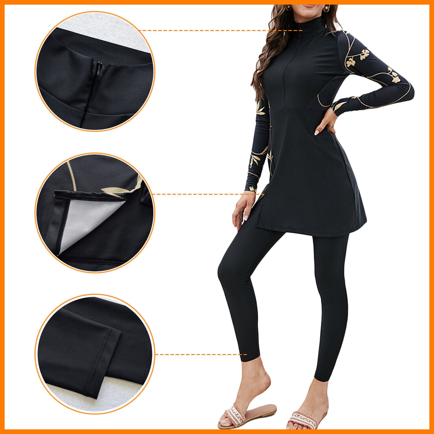 UK Full Cover Swimsuit Muslim Ladie Swimwear Modest Arab Burkini Islam Costumes