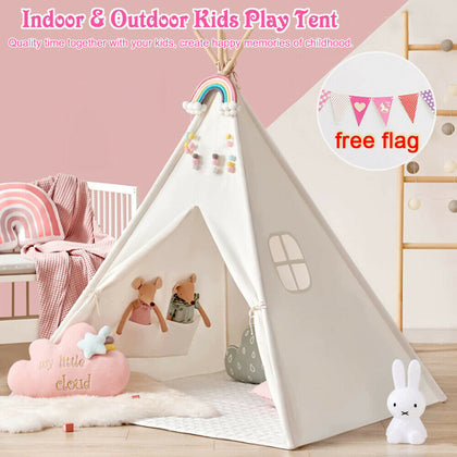 Cotton Canvas Kids Teepee Tent Children Wigwam Indoor Outdoor Play House Large