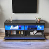 Black 120cm TV Stand Cabinet Unit High Gloss 2 Door Sideboard with LED Lights