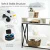 Console Table X-Shaped Sofa Side End Table w/2 Compartments & Storage Shelf