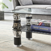 Rectangle Modern Tempered Glass Coffee Table Black Cage With Shelf Living Room
