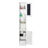 White Bathroom Cabinet Tallboy Cupboard Storage Unit w/Mirror&Door Shelf 180 CM