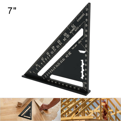 Black 7'' Aluminum Alloy Speed Square Quick Roofing Rafter Triangle Ruler Guide.