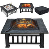 32'' Outdoor Garden BBQ Fire Pit Large Firepit Brazier Square Stove Patio Heater