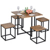 Compact 5pc Kitchen Dining Set Wood Bar Table Chair Home Space Saving Furniture