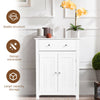 Bathroom Floor Cabinet Wooden Storage Cupboard W/ Drawer & Adjustable Shelf