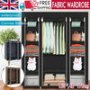 Large Canvas Fabric Wardrobe With Hanging Rail Shelving Clothes Storage Cupboard