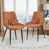 2 X Faux Leather Dining Chairs Metal Legs Thick Cushion Living Room Brown Modern