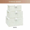 SET OF 3 Storage Baskets Resin Wicker Woven Hamper Box Lid& Lock Stackable White