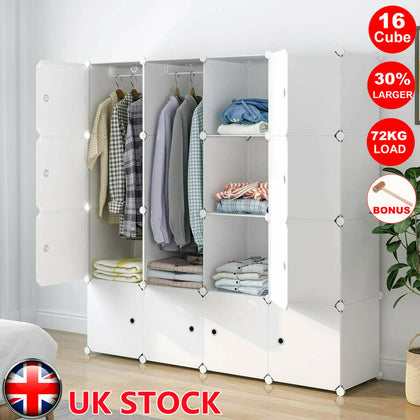16 Cube Plastic Storage Wardrobe Clothes Organizer Closet Cupboard Shoe Cabinet