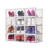 Mondeer 8/12 pcs Stackable Shoe Organiser Boxes Shoe Cabinet Transparent/Black