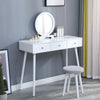 Chic Dressing Table Vanity Table with Round Mirror Drawer Stool Set Bedroom BN